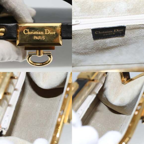 DIOR Hand Bag Leather Black Gold - Picture 11 of 12